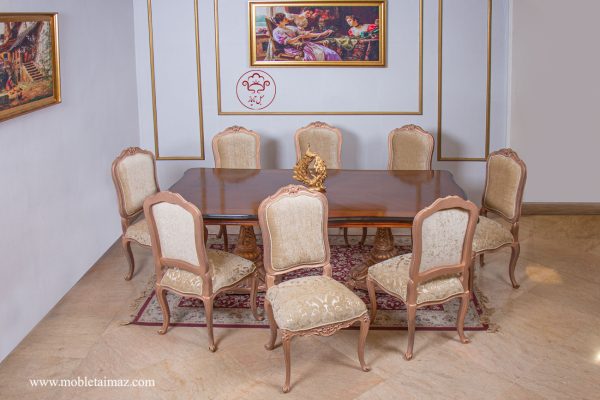 میز غذاخوری 8 نفره مدل پایه گلدونی مارکیز - Image 7
