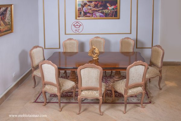 میز غذاخوری 8 نفره مدل پایه گلدونی مارکیز - Image 6