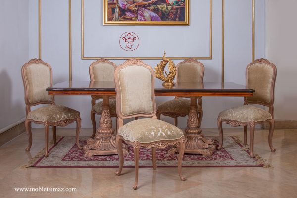 میز غذاخوری 8 نفره مدل پایه گلدونی مارکیز - Image 4